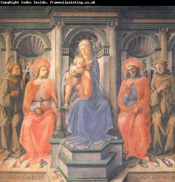 Fra Filippo Lippi Madonna and Child Enthroned with Sts Francis,Damian,Cosmas and Anthony of Padua